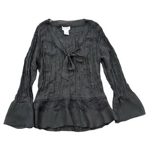 Vintage 90s Y2K Tie Front Blouse